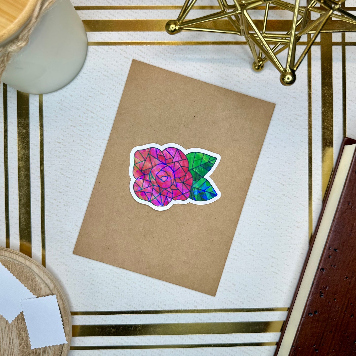 D12. Stained Glass Rose Die-Cut