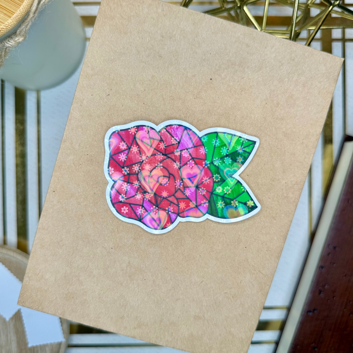 D12. Stained Glass Rose Die-Cut