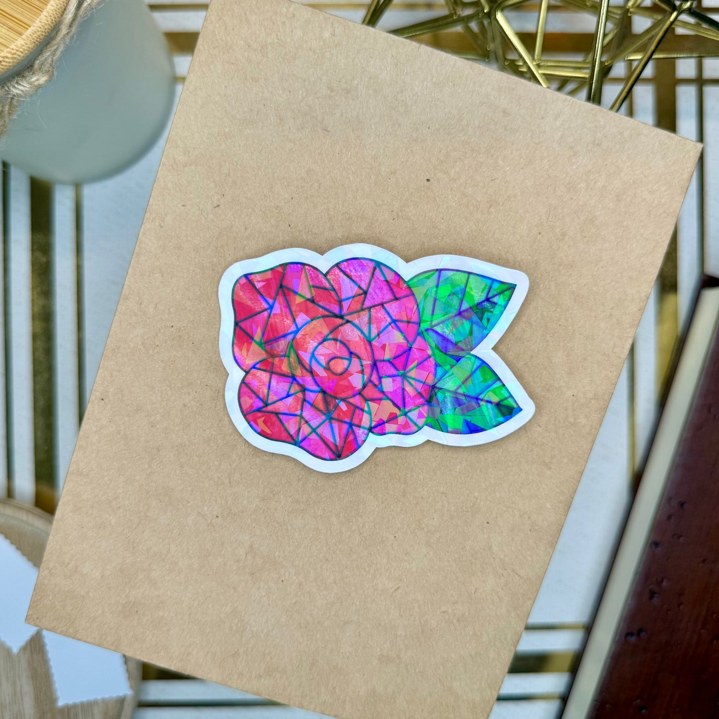 D12. Stained Glass Rose Die-Cut